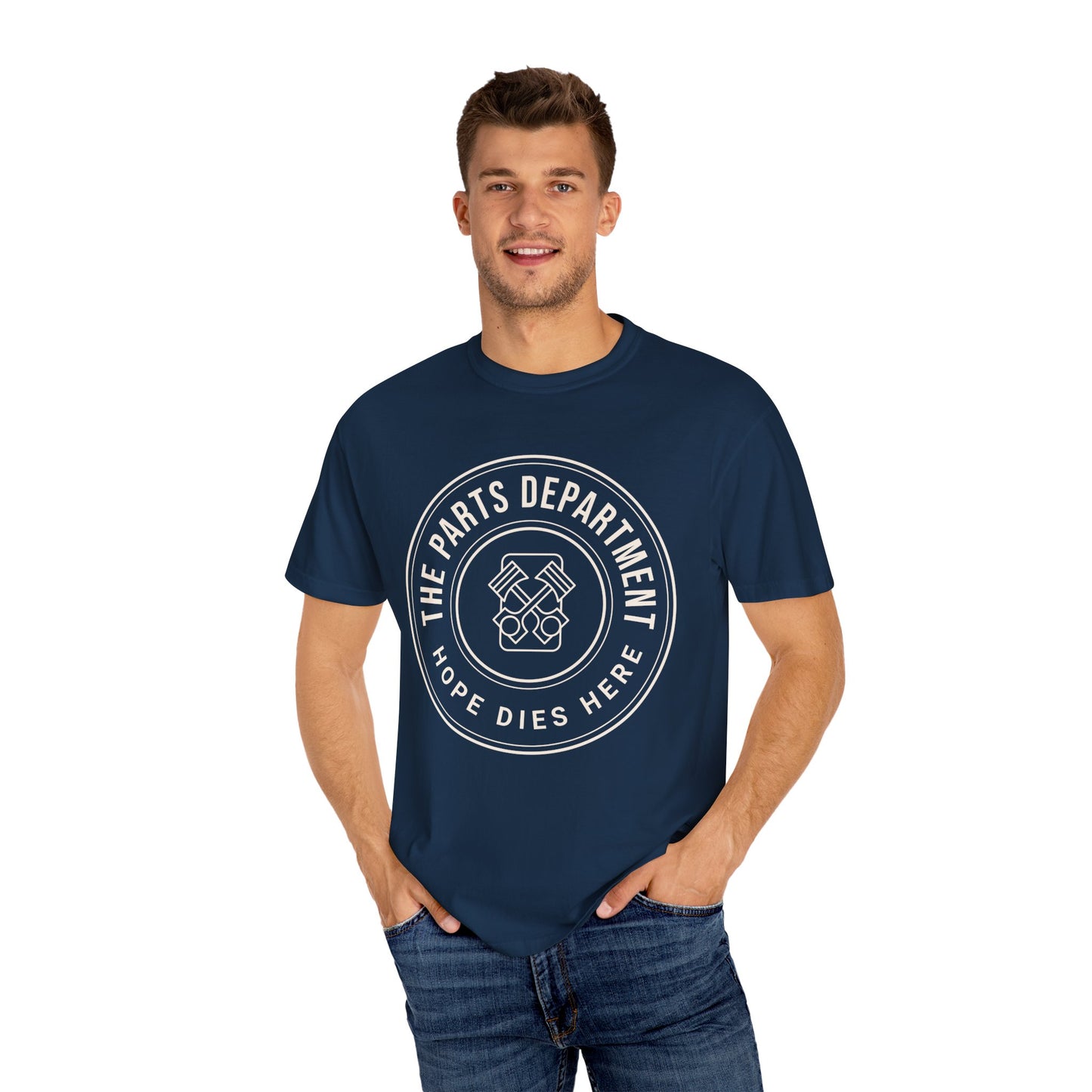 The Parts Department - Hope Dies Here Unisex Dyed T-shirt Dealership employee gift ideas, birthday gifts father's day Valentine's day