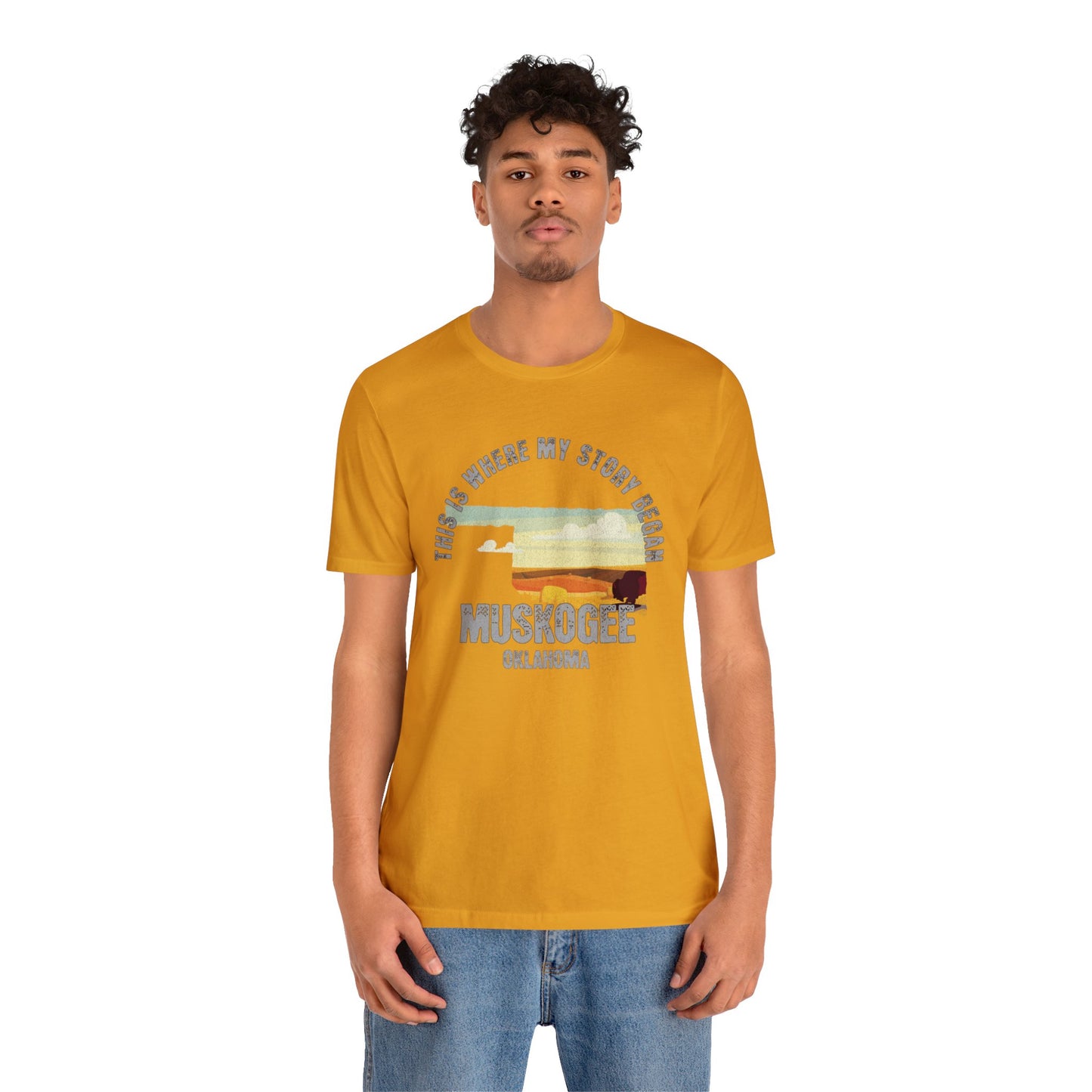 State of Oklahoma T-Shirt - This is where my story began Muskogee Oklahoma, Birthday Gift, Origin Story, Home Town, Gift for Dad