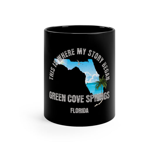 Green Cove Springs Florida Where My Story Began Souvernirs  11oz Black Coffee Mug Home Town Home Grown