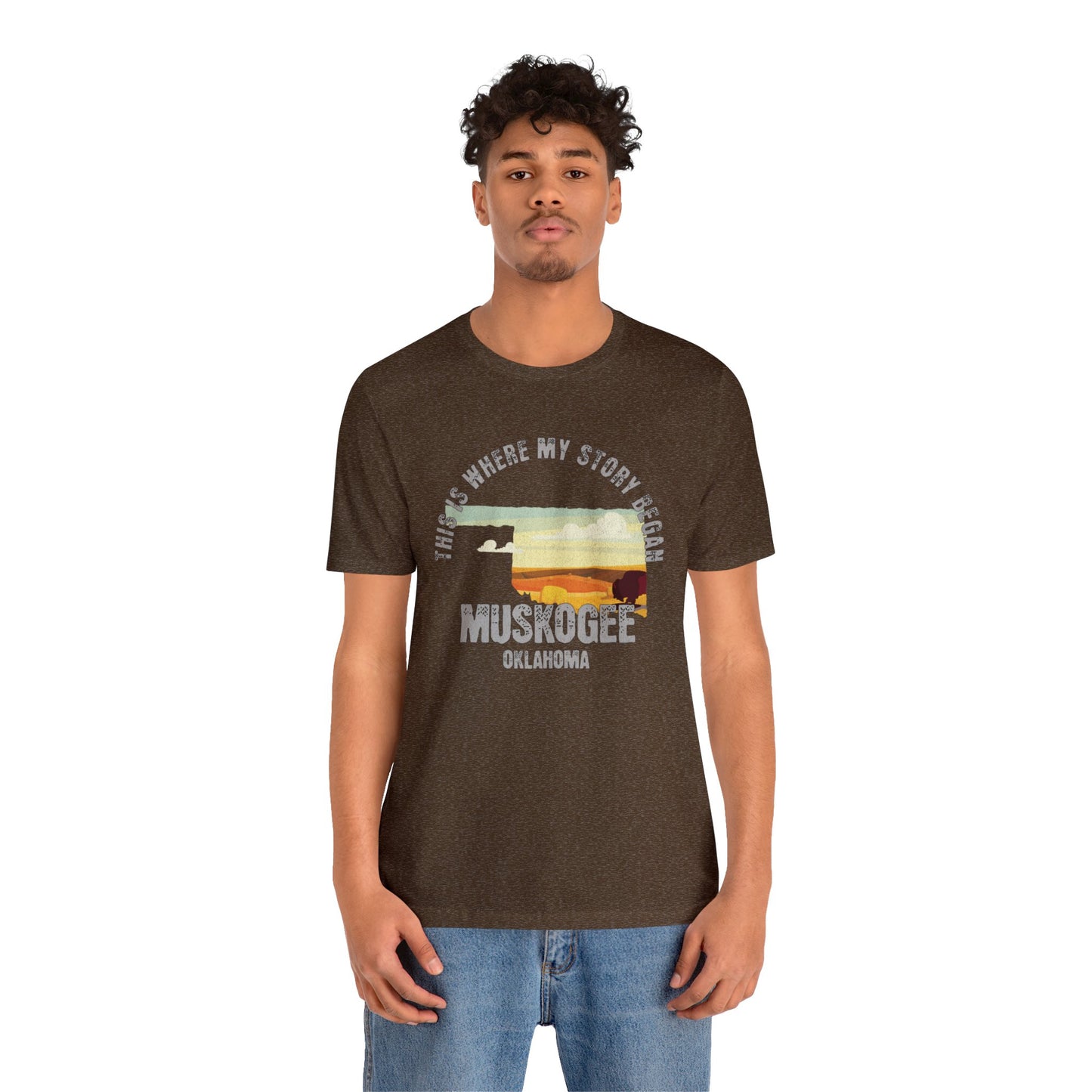 State of Oklahoma T-Shirt - This is where my story began Muskogee Oklahoma, Birthday Gift, Origin Story, Home Town, Gift for Dad