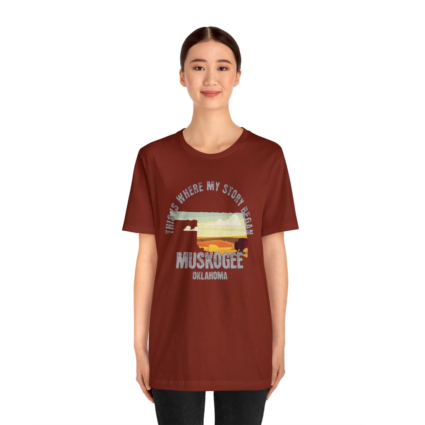 State of Oklahoma T-Shirt - This is where my story began Muskogee Oklahoma, Birthday Gift, Origin Story, Home Town, Gift for Dad