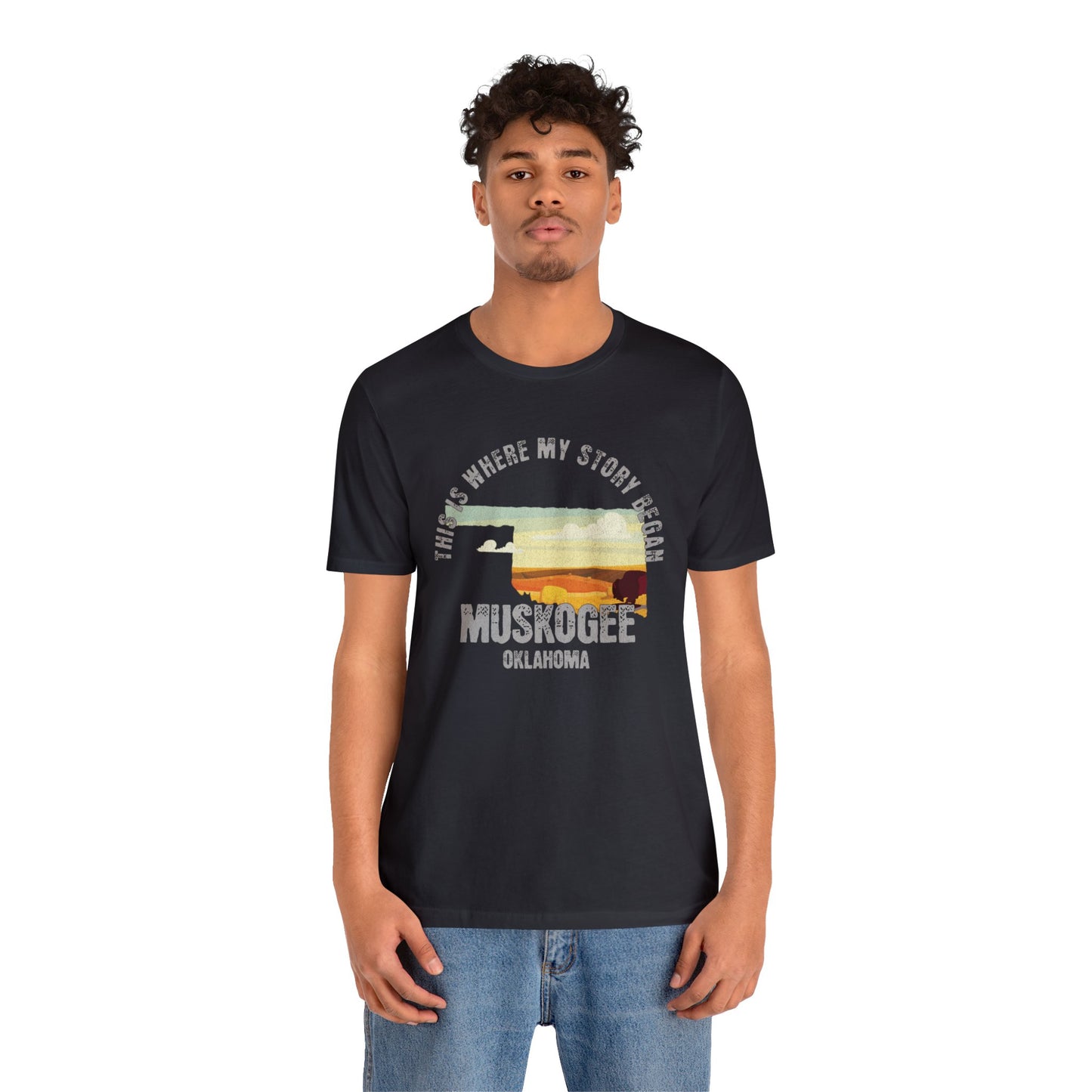 State of Oklahoma T-Shirt - This is where my story began Muskogee Oklahoma, Birthday Gift, Origin Story, Home Town, Gift for Dad