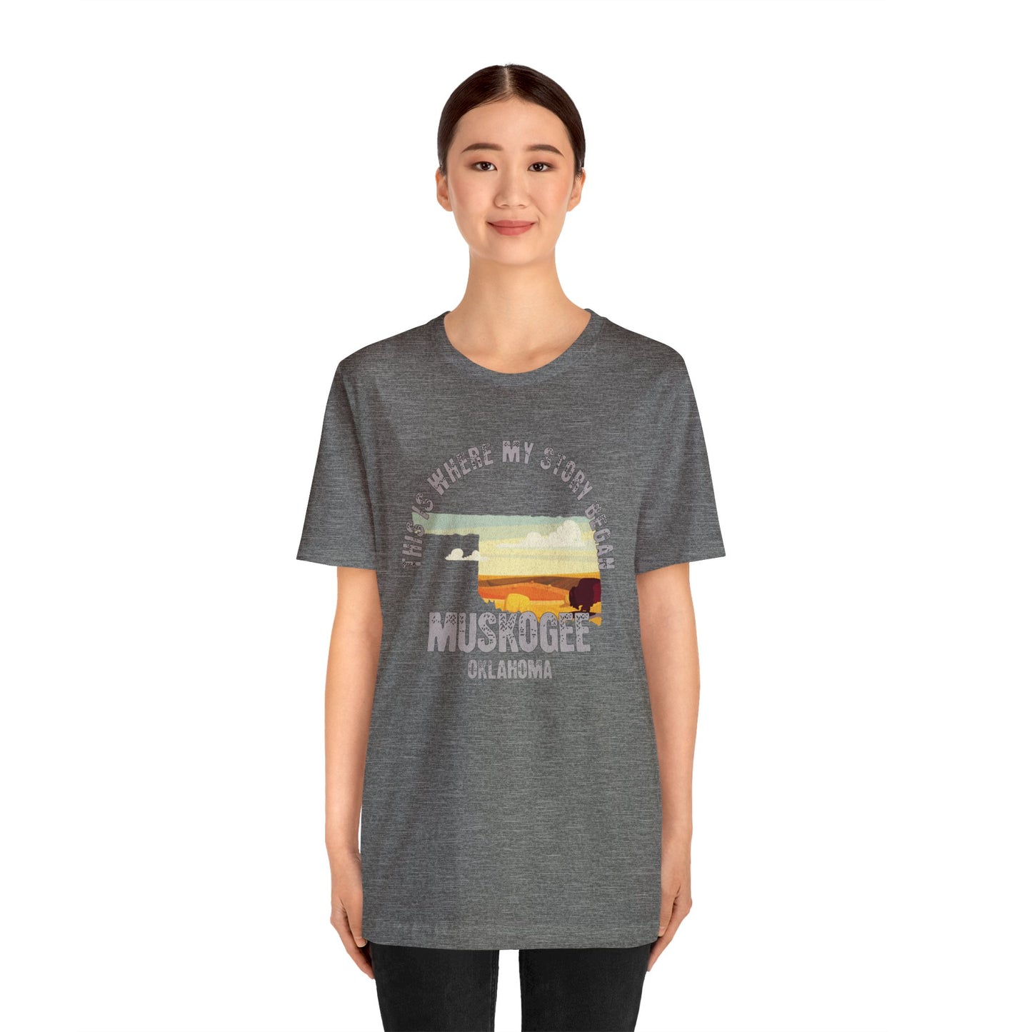 State of Oklahoma T-Shirt - This is where my story began Muskogee Oklahoma, Birthday Gift, Origin Story, Home Town, Gift for Dad