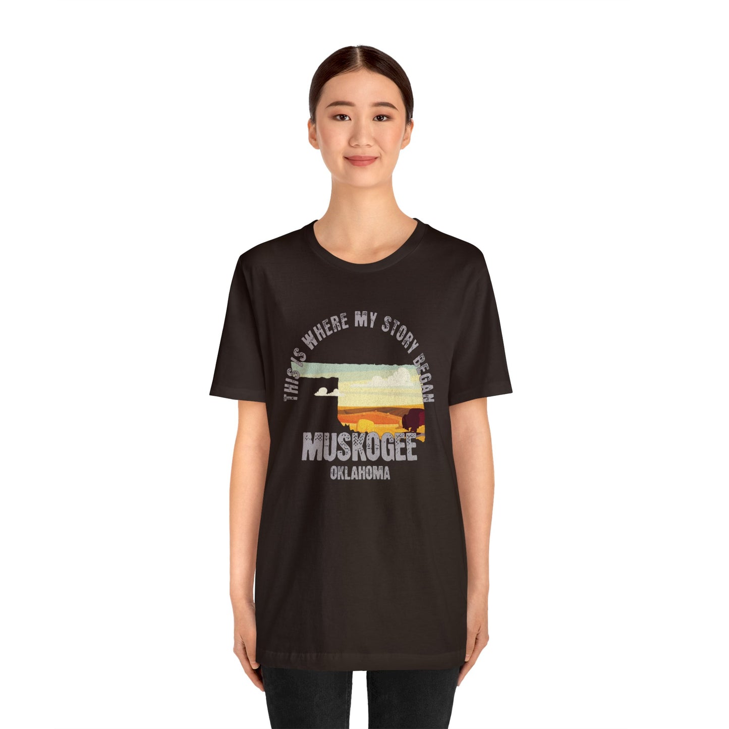 State of Oklahoma T-Shirt - This is where my story began Muskogee Oklahoma, Birthday Gift, Origin Story, Home Town, Gift for Dad