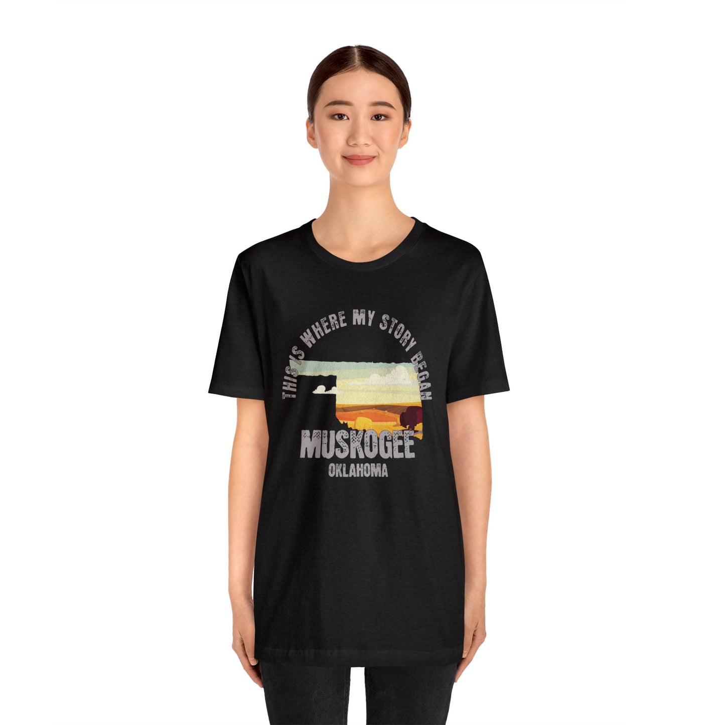 State of Oklahoma T-Shirt - This is where my story began Muskogee Oklahoma, Birthday Gift, Origin Story, Home Town, Gift for Dad