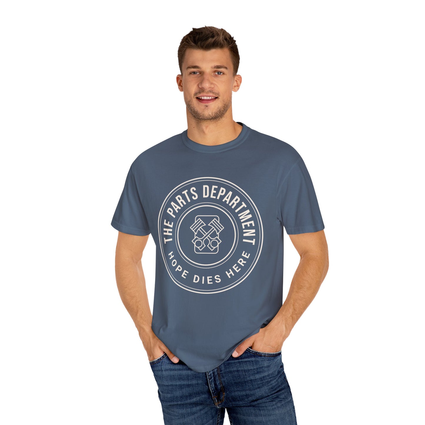 The Parts Department - Hope Dies Here Unisex Dyed T-shirt Dealership employee gift ideas, birthday gifts father's day Valentine's day