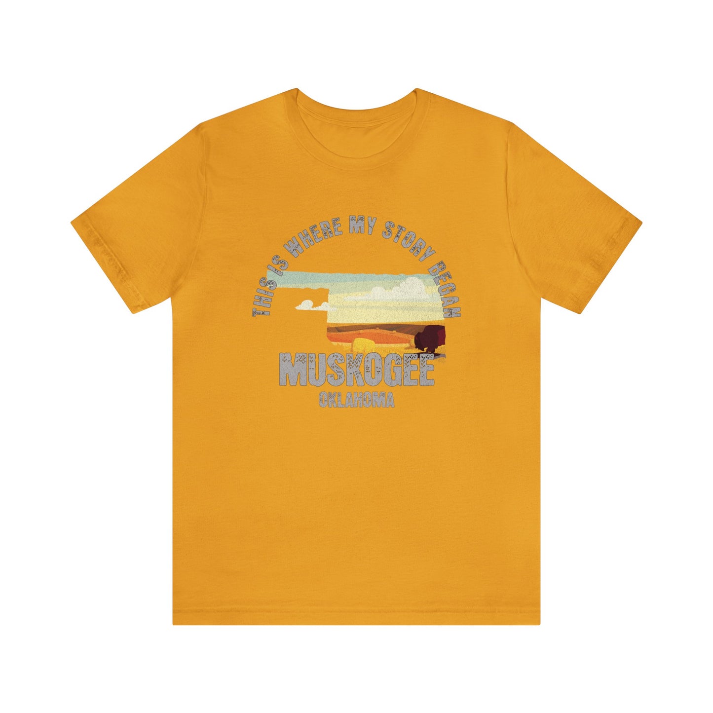 State of Oklahoma T-Shirt - This is where my story began Muskogee Oklahoma, Birthday Gift, Origin Story, Home Town, Gift for Dad
