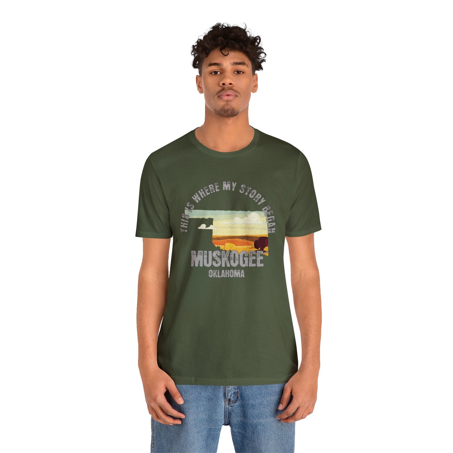 State of Oklahoma T-Shirt - This is where my story began Muskogee Oklahoma, Birthday Gift, Origin Story, Home Town, Gift for Dad