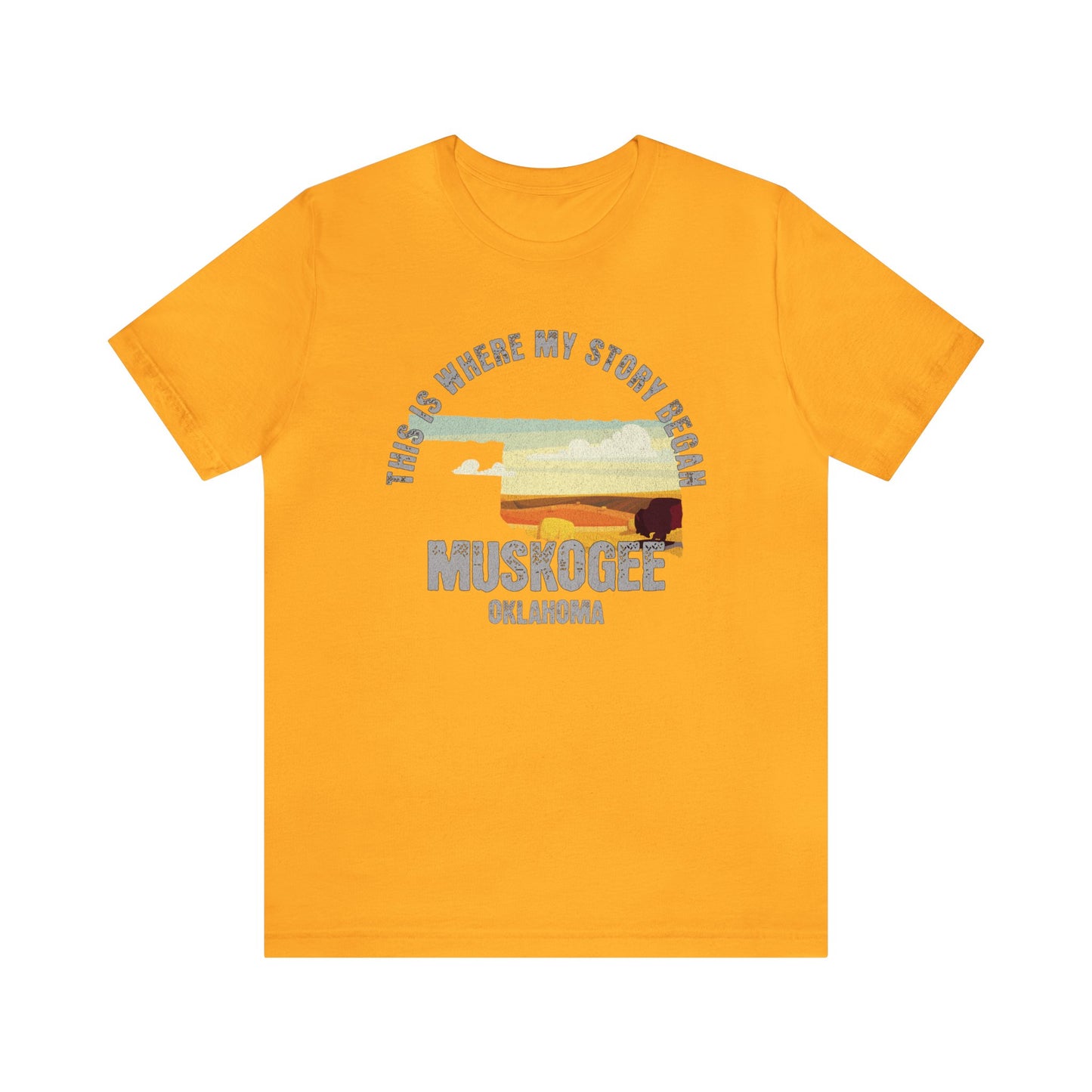 State of Oklahoma T-Shirt - This is where my story began Muskogee Oklahoma, Birthday Gift, Origin Story, Home Town, Gift for Dad