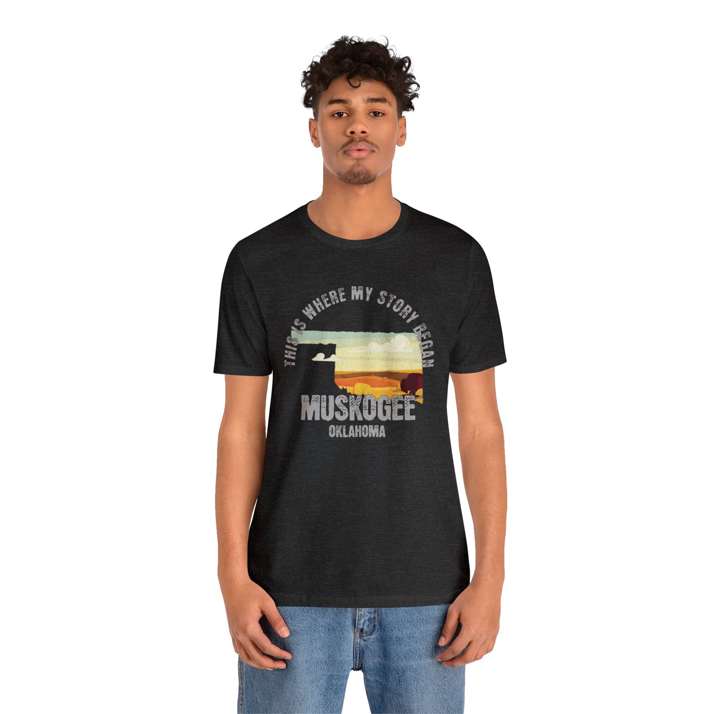 State of Oklahoma T-Shirt - This is where my story began Muskogee Oklahoma, Birthday Gift, Origin Story, Home Town, Gift for Dad