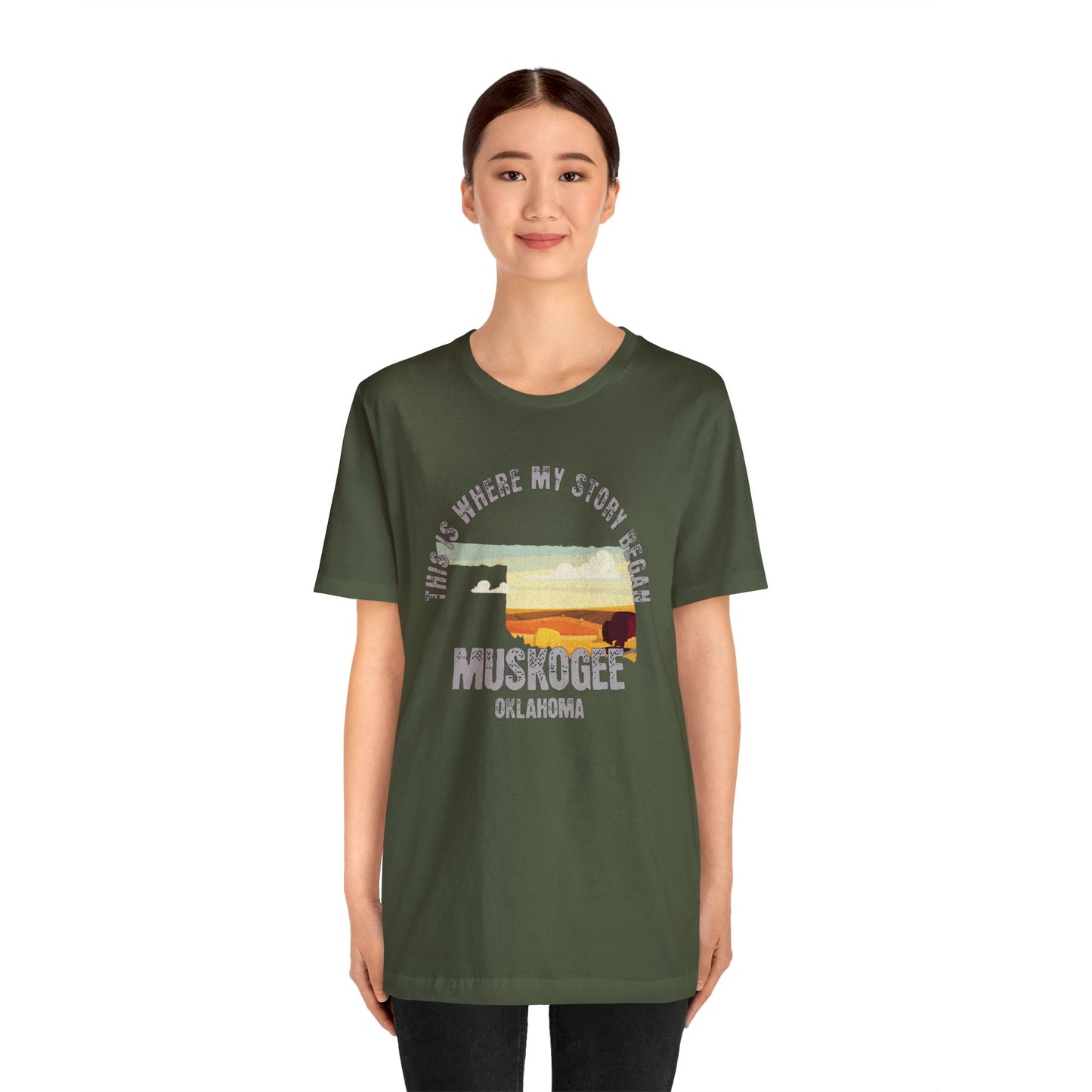 State of Oklahoma T-Shirt - This is where my story began Muskogee Oklahoma, Birthday Gift, Origin Story, Home Town, Gift for Dad