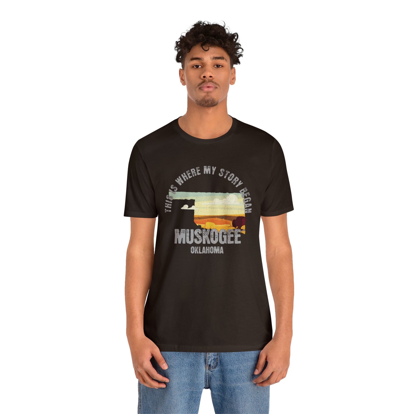 State of Oklahoma T-Shirt - This is where my story began Muskogee Oklahoma, Birthday Gift, Origin Story, Home Town, Gift for Dad