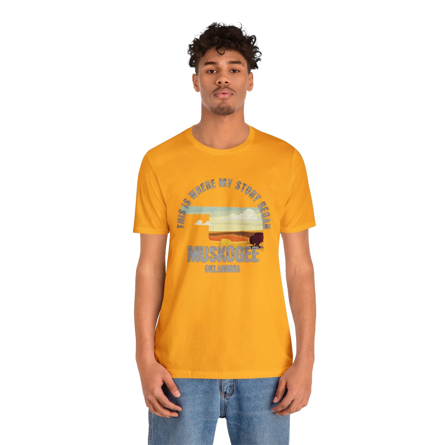 State of Oklahoma T-Shirt - This is where my story began Muskogee Oklahoma, Birthday Gift, Origin Story, Home Town, Gift for Dad