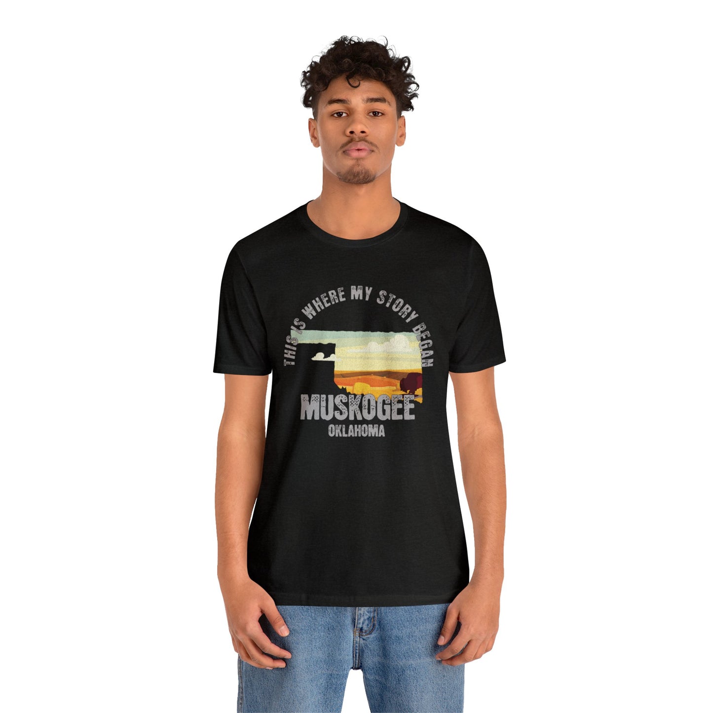 State of Oklahoma T-Shirt - This is where my story began Muskogee Oklahoma, Birthday Gift, Origin Story, Home Town, Gift for Dad