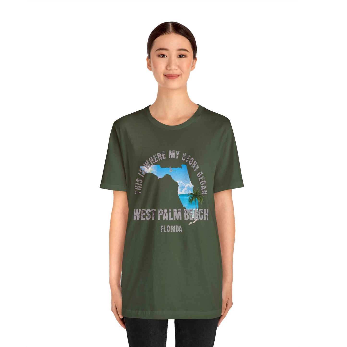 State of Florida T-Shirt - This is where my story began West Palm Beach Florida, Birthday Gift, Origin Story, Home Town, Gift for Dad Mom