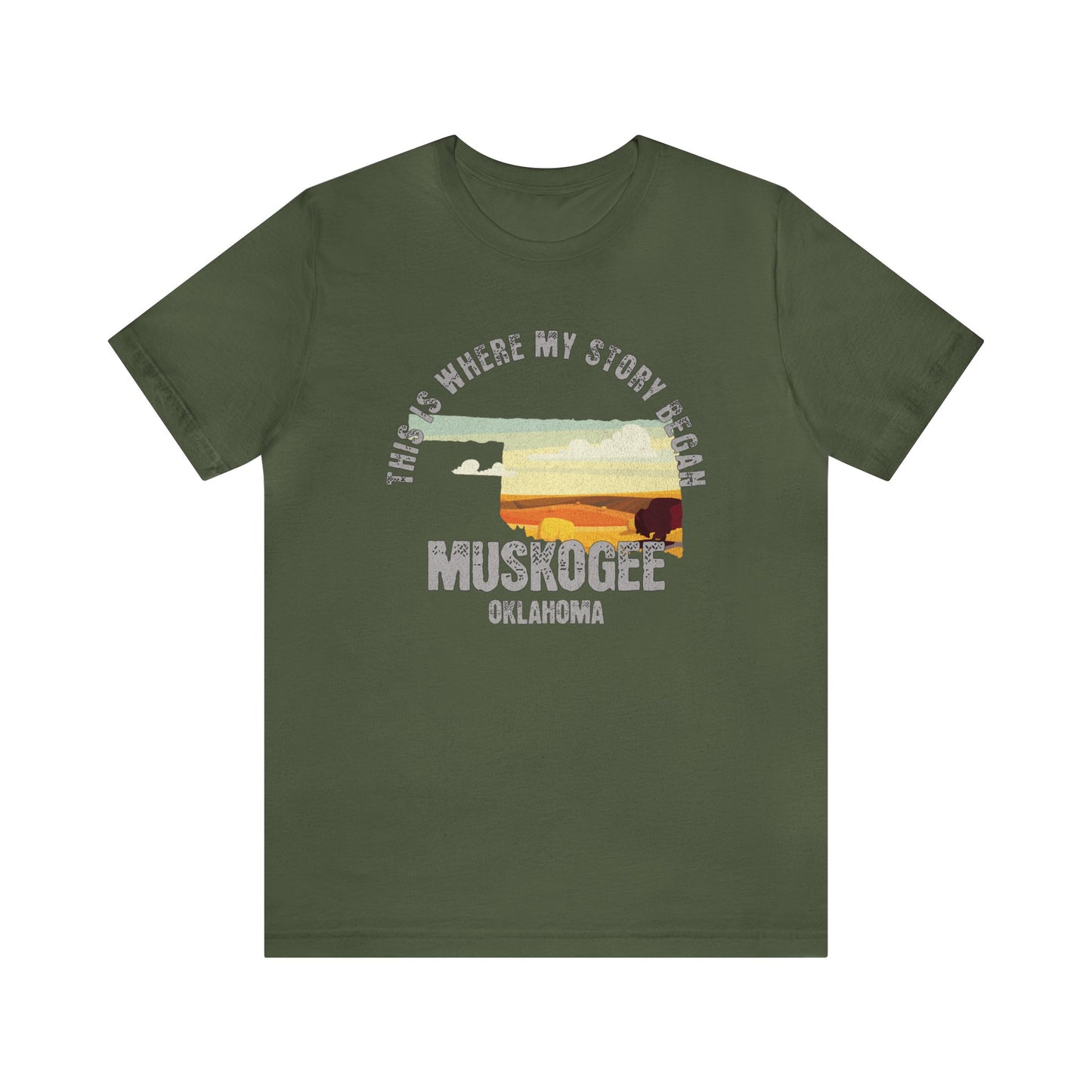 State of Oklahoma T-Shirt - This is where my story began Muskogee Oklahoma, Birthday Gift, Origin Story, Home Town, Gift for Dad