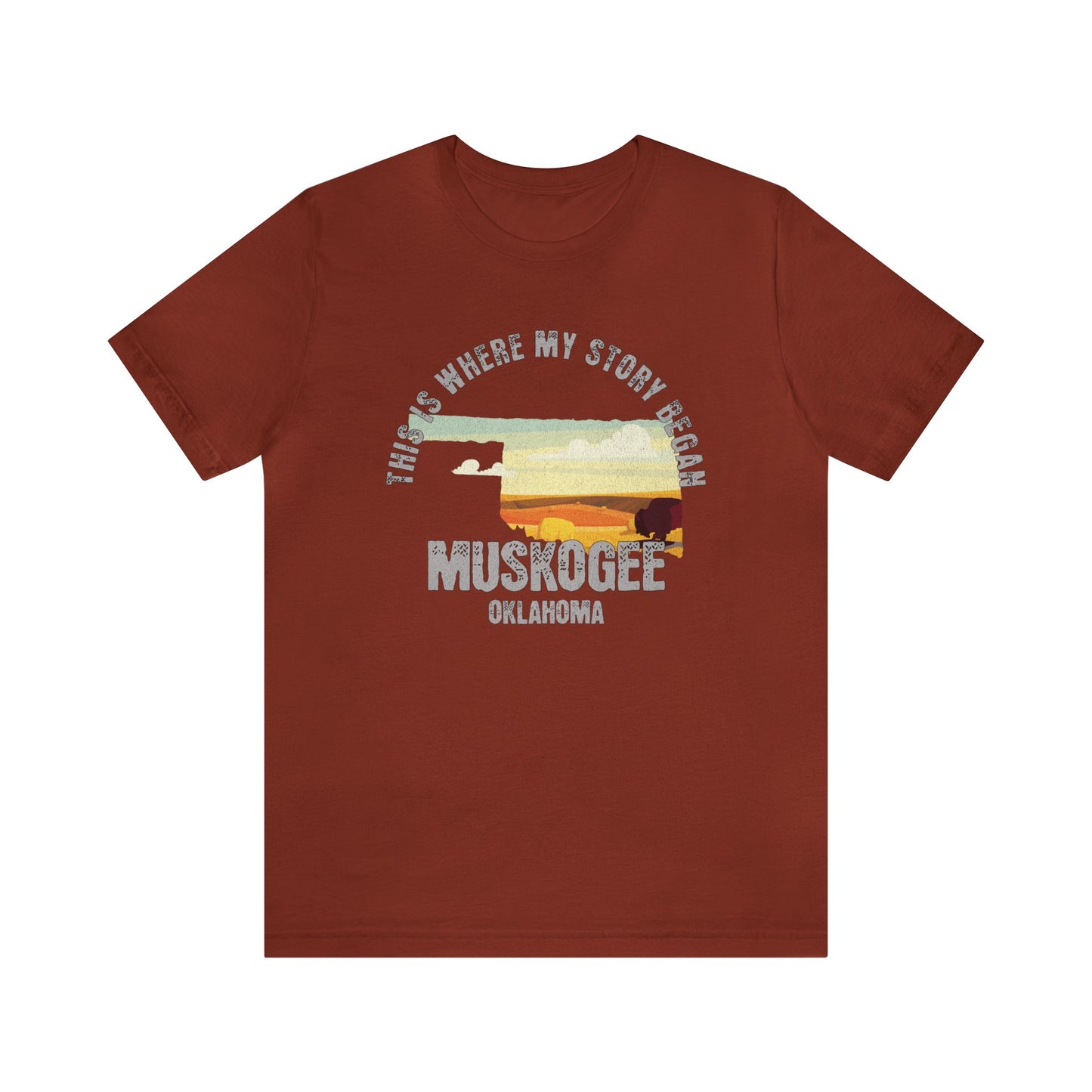 State of Oklahoma T-Shirt - This is where my story began Muskogee Oklahoma, Birthday Gift, Origin Story, Home Town, Gift for Dad