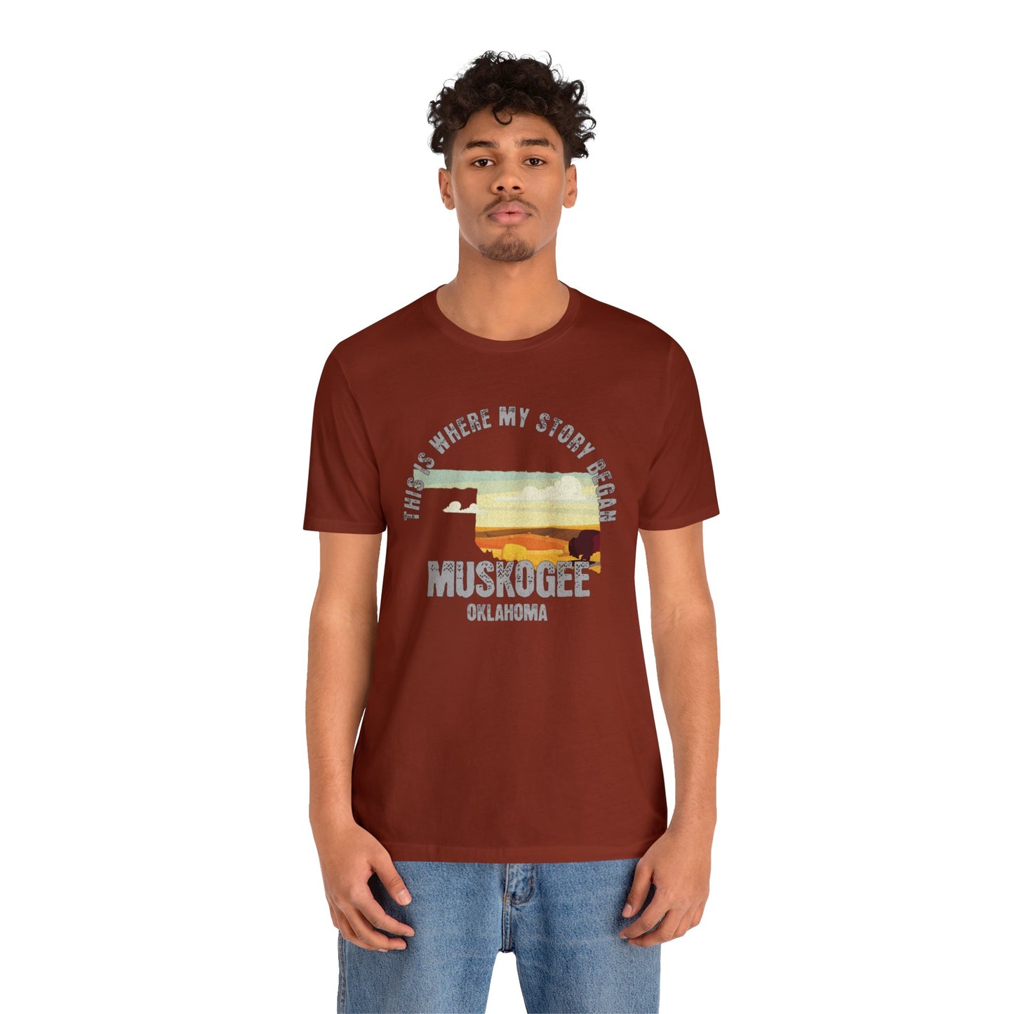 State of Oklahoma T-Shirt - This is where my story began Muskogee Oklahoma, Birthday Gift, Origin Story, Home Town, Gift for Dad