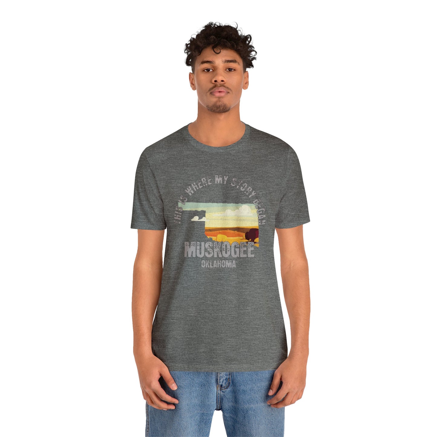 State of Oklahoma T-Shirt - This is where my story began Muskogee Oklahoma, Birthday Gift, Origin Story, Home Town, Gift for Dad