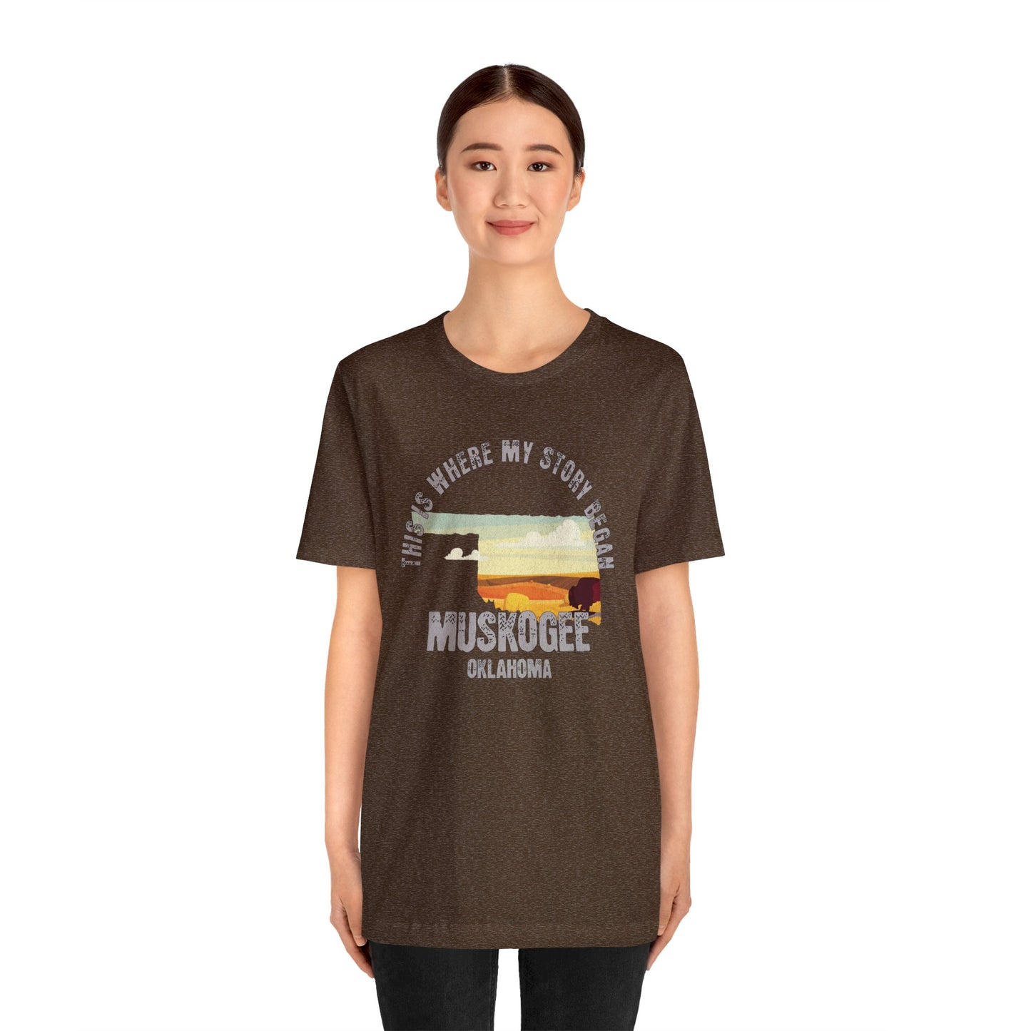 State of Oklahoma T-Shirt - This is where my story began Muskogee Oklahoma, Birthday Gift, Origin Story, Home Town, Gift for Dad